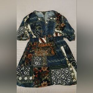 Floral Patchwork Print Dress